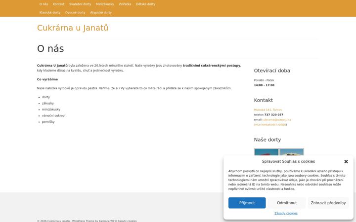 Screenshot stránky cukrarnaujanatu.cz