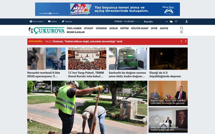 Captura de ecrã de cukurovagazetesi.com