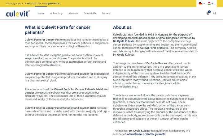 Screenshot of culevit.eu