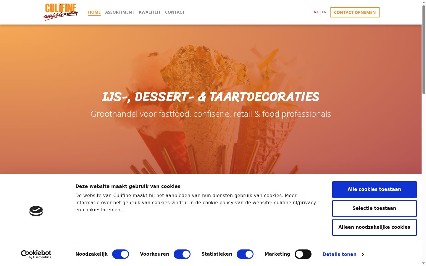 Screenshot del banner di consenso mostrato prima di qualsiasi interazione