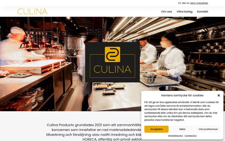 Screenshot of culinaproducts.se