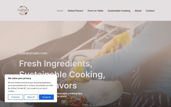 Screenshot of culinaryroam.com