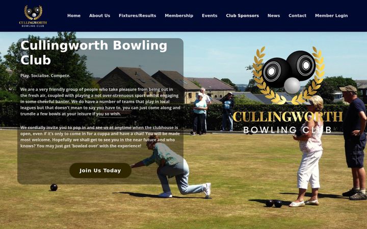 Kuvakaappaus sivustosta cullingworthbowlingclub.co.uk