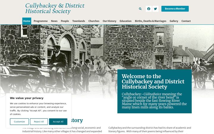 Screenshot of cullybackeyhistory.co.uk