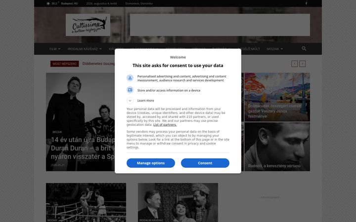 Screenshot of cultissimo.hu