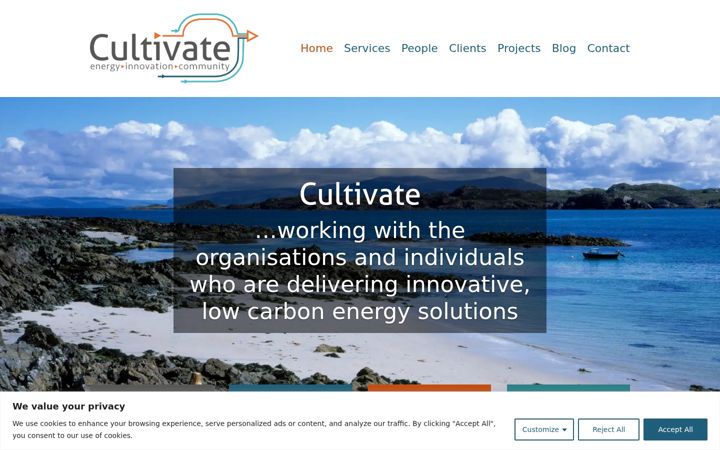 Kuvakaappaus sivustosta cultivateinnovation.co.uk