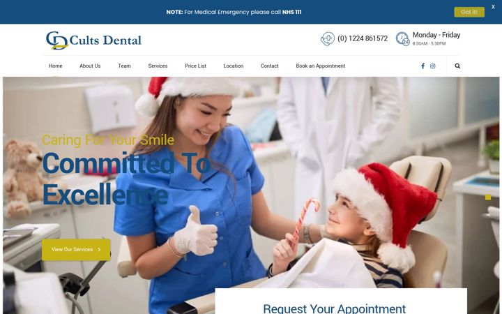 Screenshot of cultsdental.co.uk