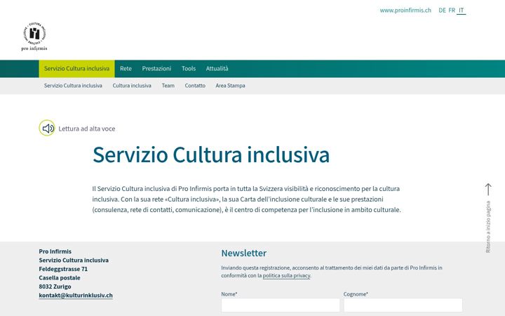 Screenshot of culturainclusiva.ch