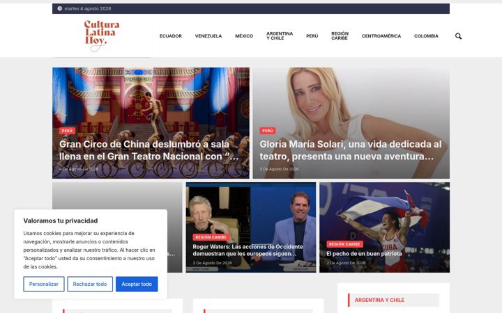 Screenshot of culturalatinahoy.com