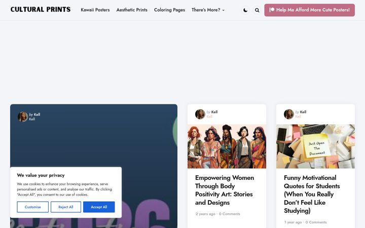 Screenshot of culturalprints.com