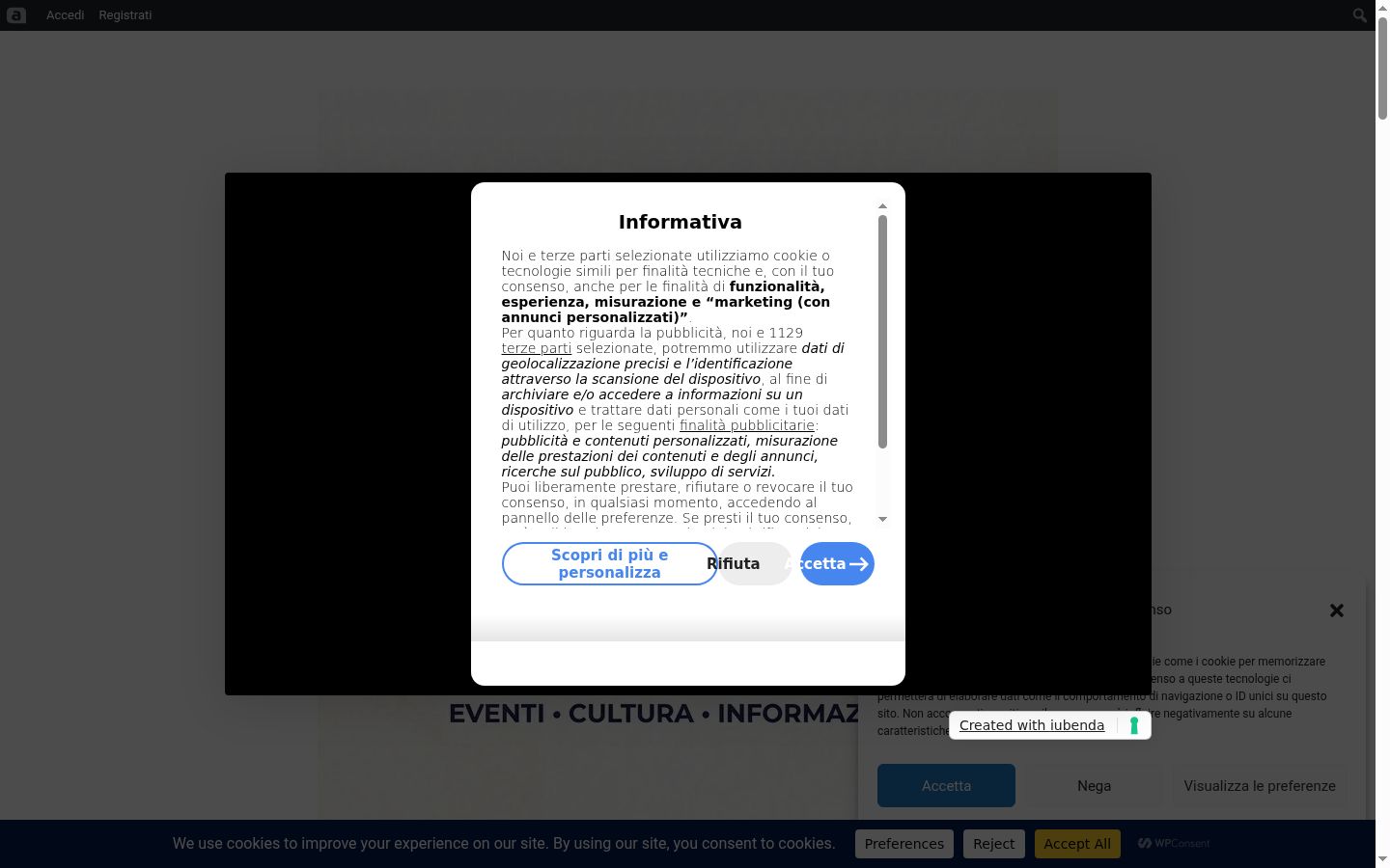 Screenshot des Einwilligungsbanners vor jeglicher Interaktion