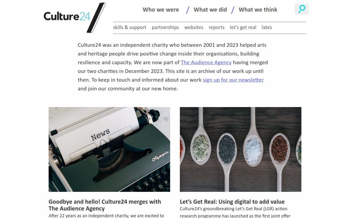 Screenshot of culture24.org.uk