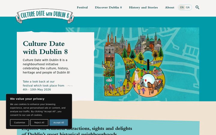 Screenshot of culturedatewithdublin8.ie
