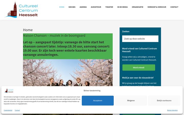 Screenshot of cultureelcentrumheesselt.nl