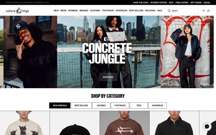 Screenshot of culturekings.com.au