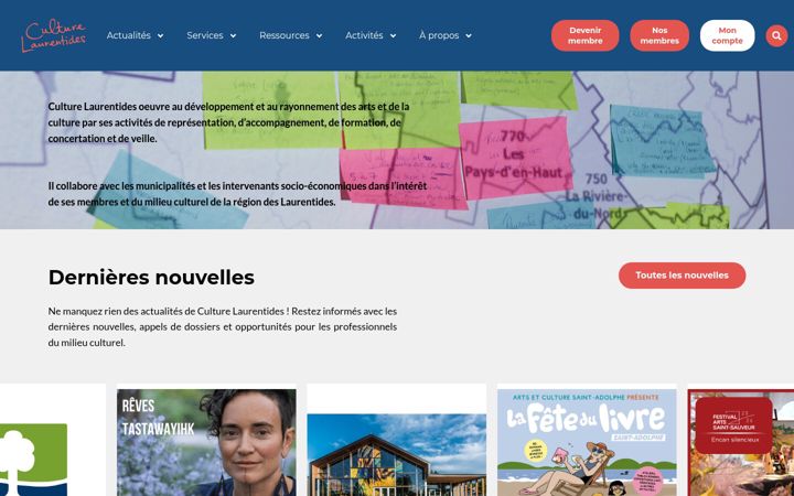Screenshot of culturelaurentides.com