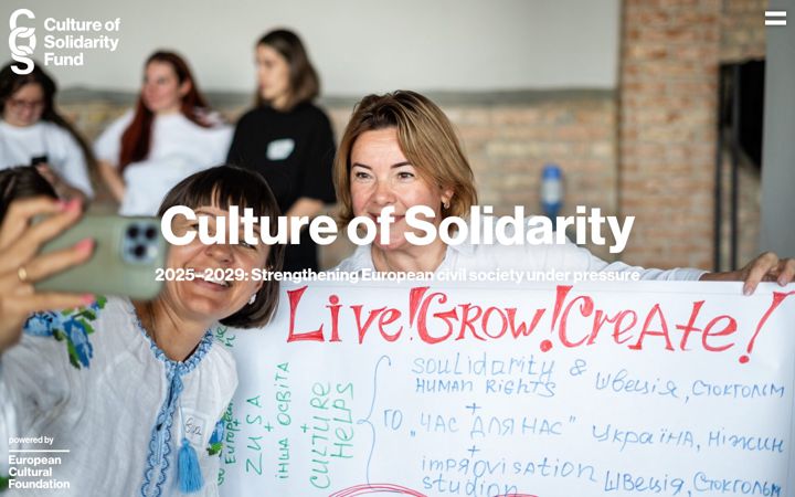 Screenshot of cultureofsolidarityfund.eu