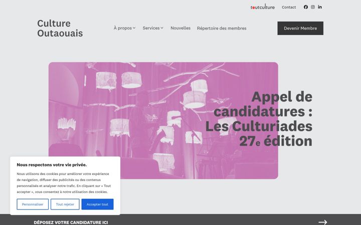 Screenshot of cultureoutaouais.org