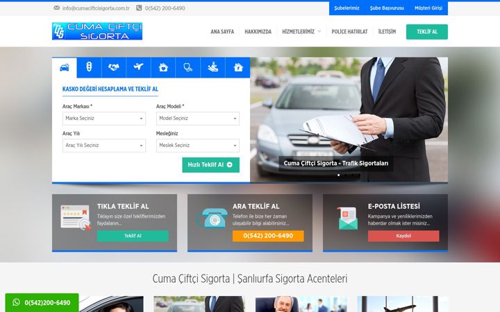 Skärmbild av cumaciftcisigorta.com.tr