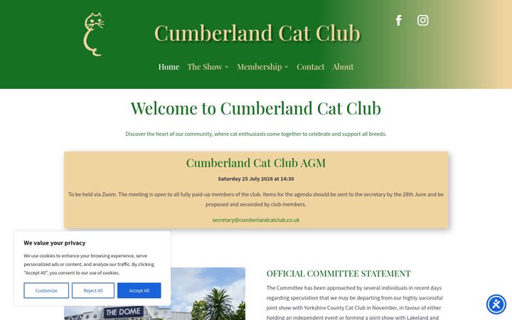Skærmbillede af cumberlandcatclub.co.uk