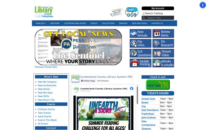 Screenshot of cumberlandcountylibraries.org