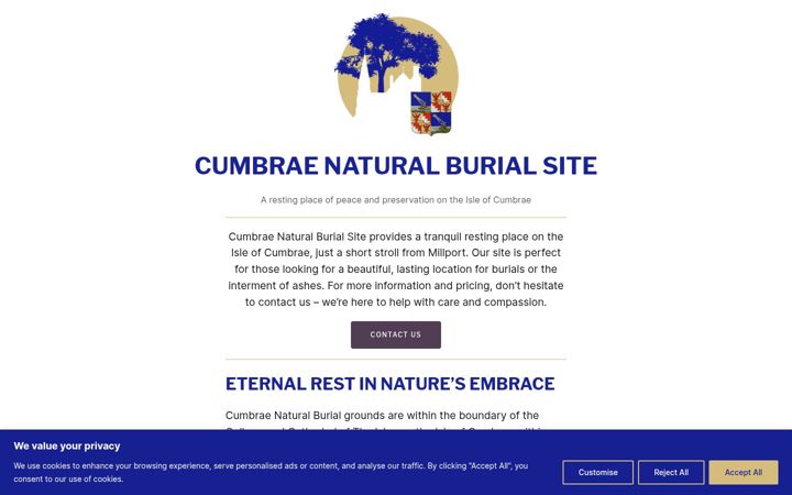 Skærmbillede af cumbraenaturalburialsite.co.uk