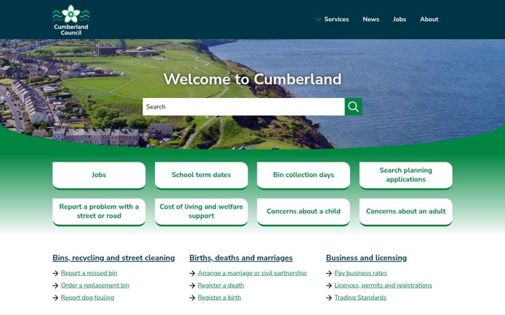 Screenshot of cumbria.gov.uk