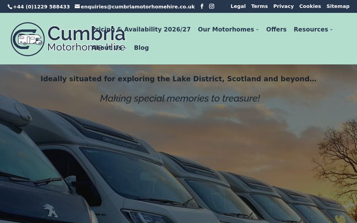 Skærmbillede af cumbriamotorhomehire.co.uk