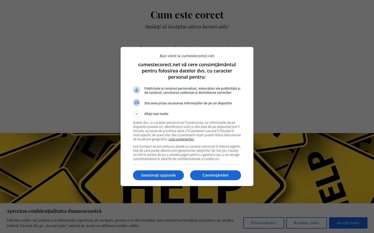 Sutikimo reklamjuostės, rodytos prieš bet kokią sąveiką, ekrano kopija