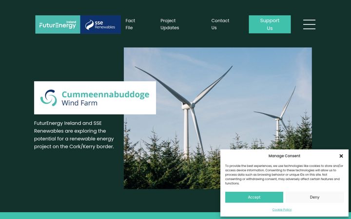 Skærmbillede af cummeennabuddogewindfarm.ie