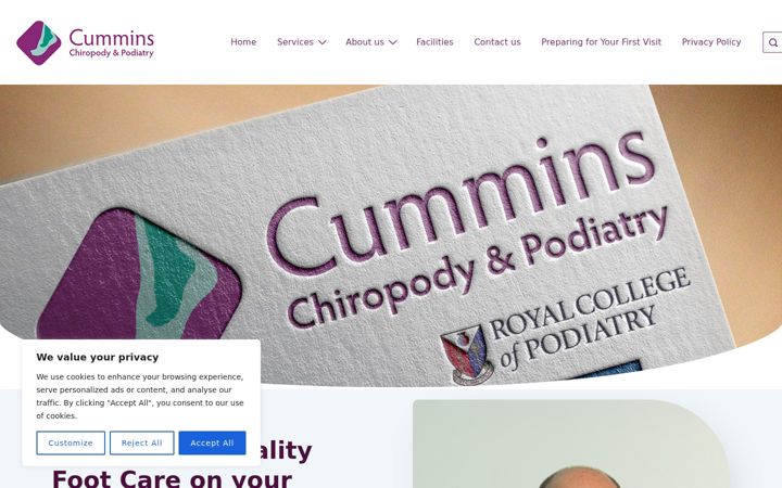 Skærmbillede af cumminspodiatry.co.uk