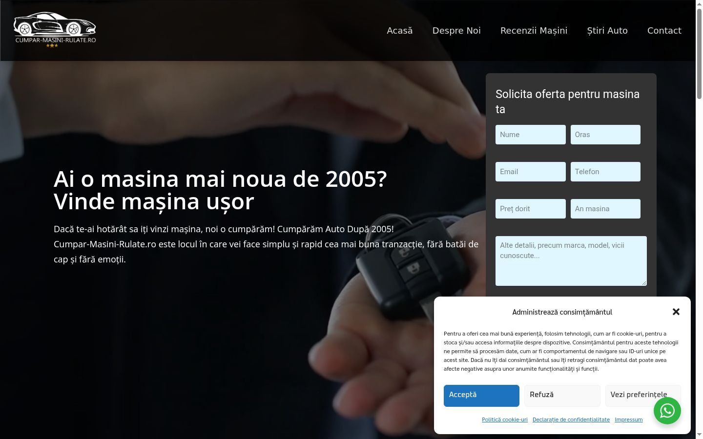 Zrzut ekranu banera zgody wyświetlanego przed jakąkolwiek interakcją