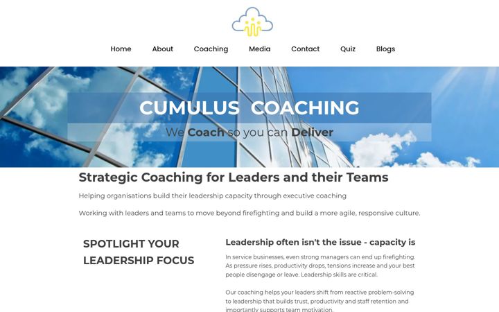 Screenshot of cumuluscoaching.com