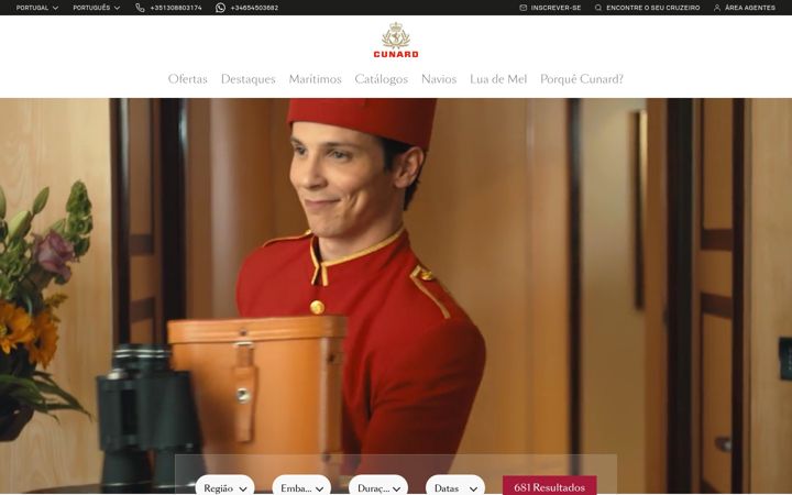 Screenshot of cunardcruzeiros.com