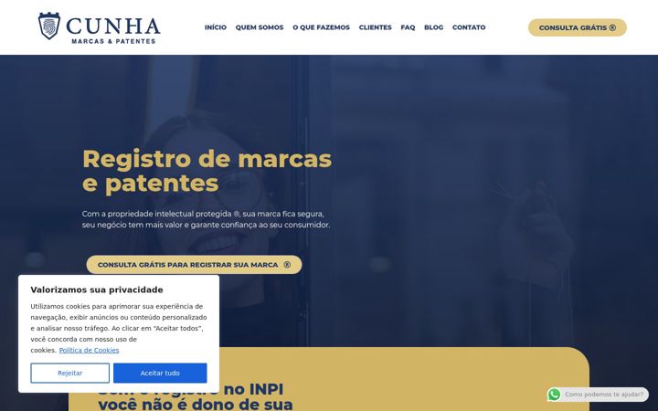 Screenshot of cunhamarcas.com.br