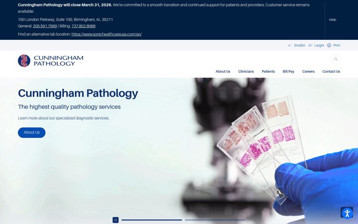 Screenshot of cunninghampathology.com