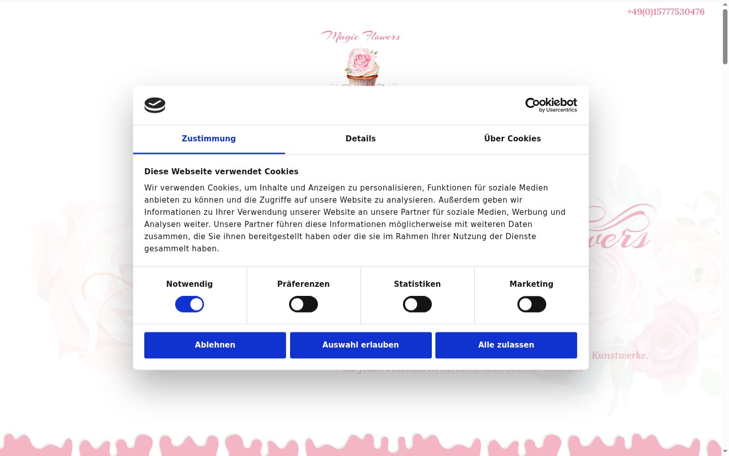 Screenshot of the consent banner shown before any interaction