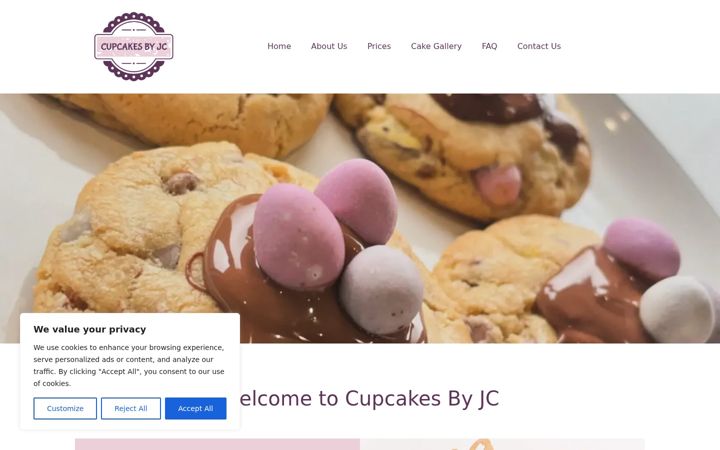 Screenshot of cupcakesbyjc.co.uk