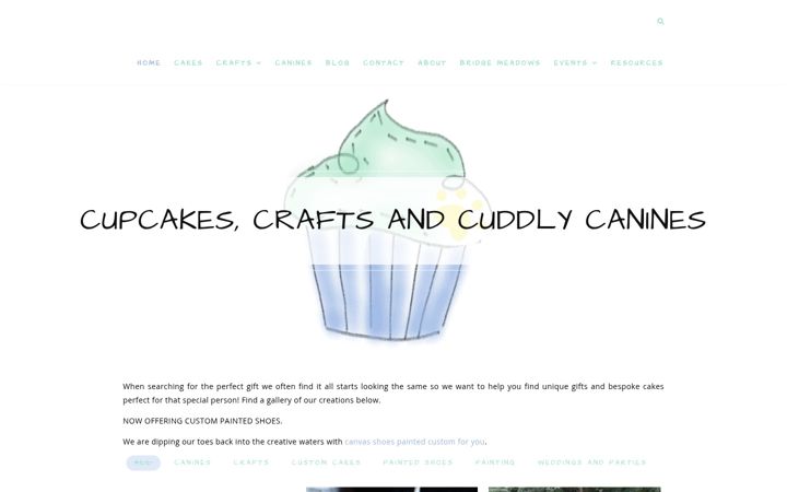 Screenshot of cupcakescraftsandcuddlycanines.com