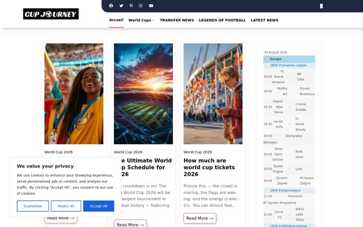 Screenshot of cupjourney.com