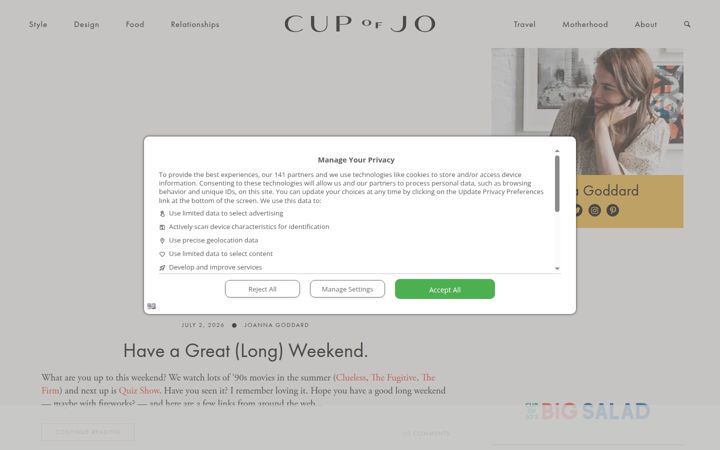 Screenshot του cupofjo.com