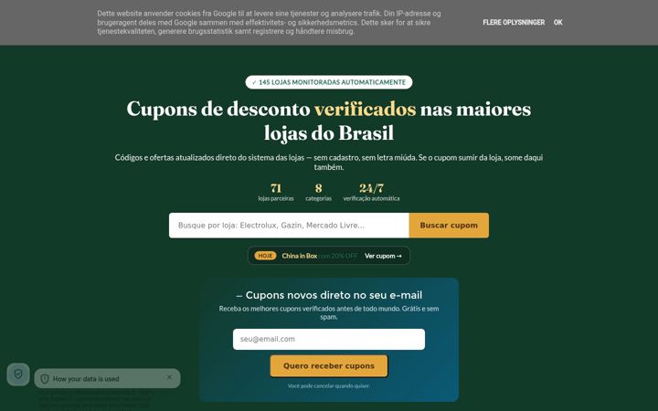 Screenshot of cupomdescontoo.com