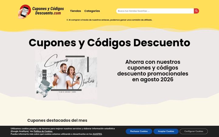 Screenshot of cuponesycodigosdescuento.com