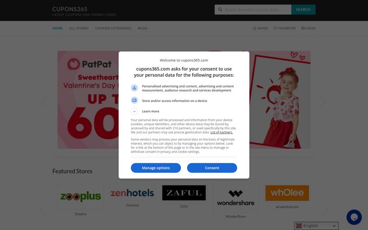 Screenshot von cupons365.com