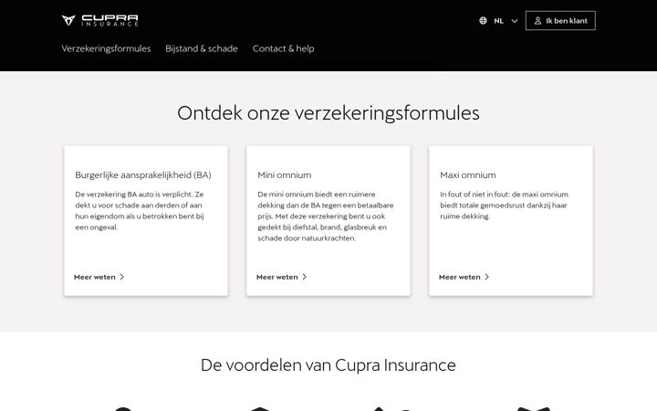 Screenshot of cupra-insurance.be