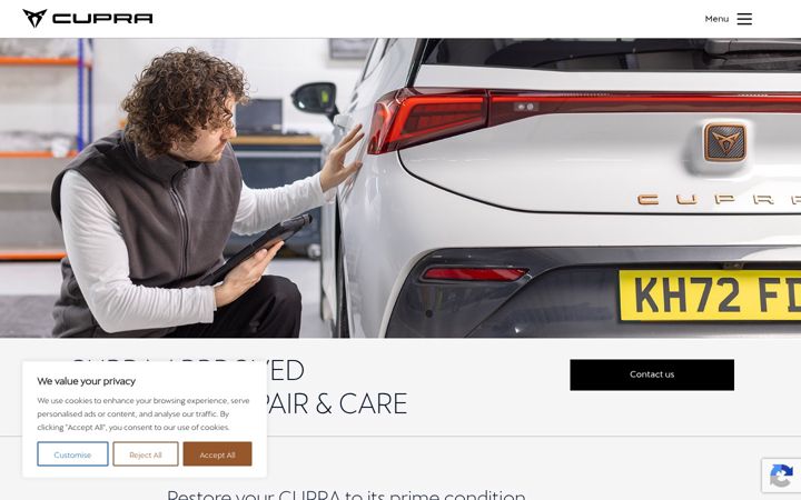 Screenshot von cupraapprovedbodyshoprepair.co.uk