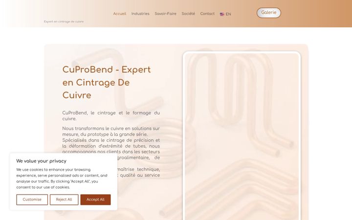 Screenshot of cuprobend.com