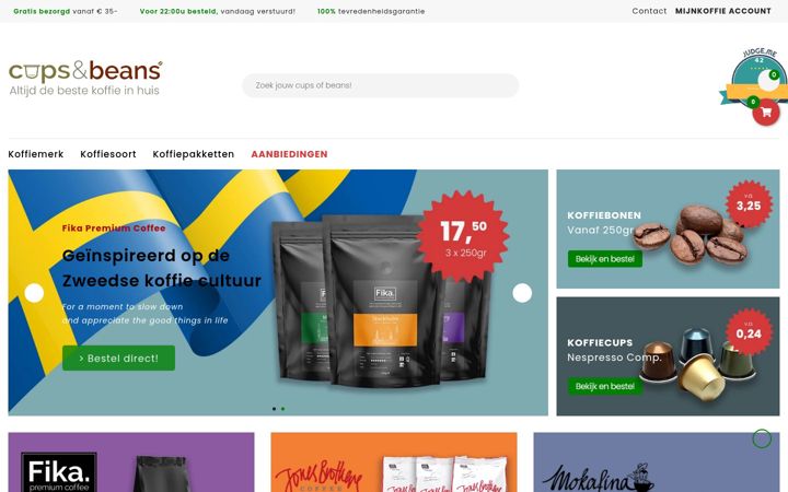 Screenshot von cupsenbeans.nl