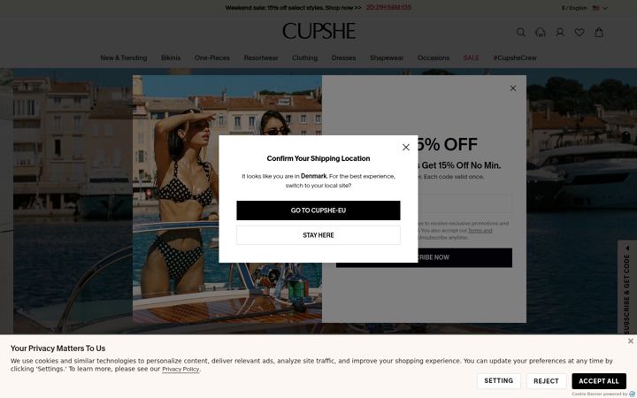 Screenshot di cupshe.com