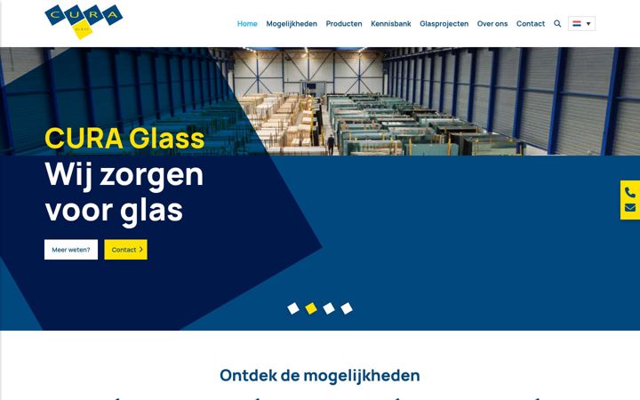 Screenshot of cura-glass.nl
